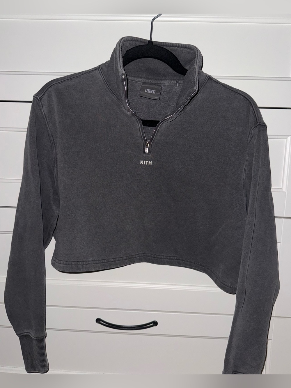 KITH Dark Gray Quarter Zip Crop Sweatshirt Excellent Condition Size XS